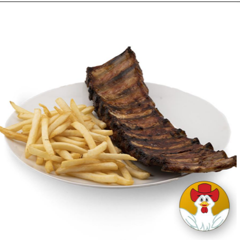 RACK DE BABY BACK RIBS BAÑADO EN CUALQUIER SALSA.