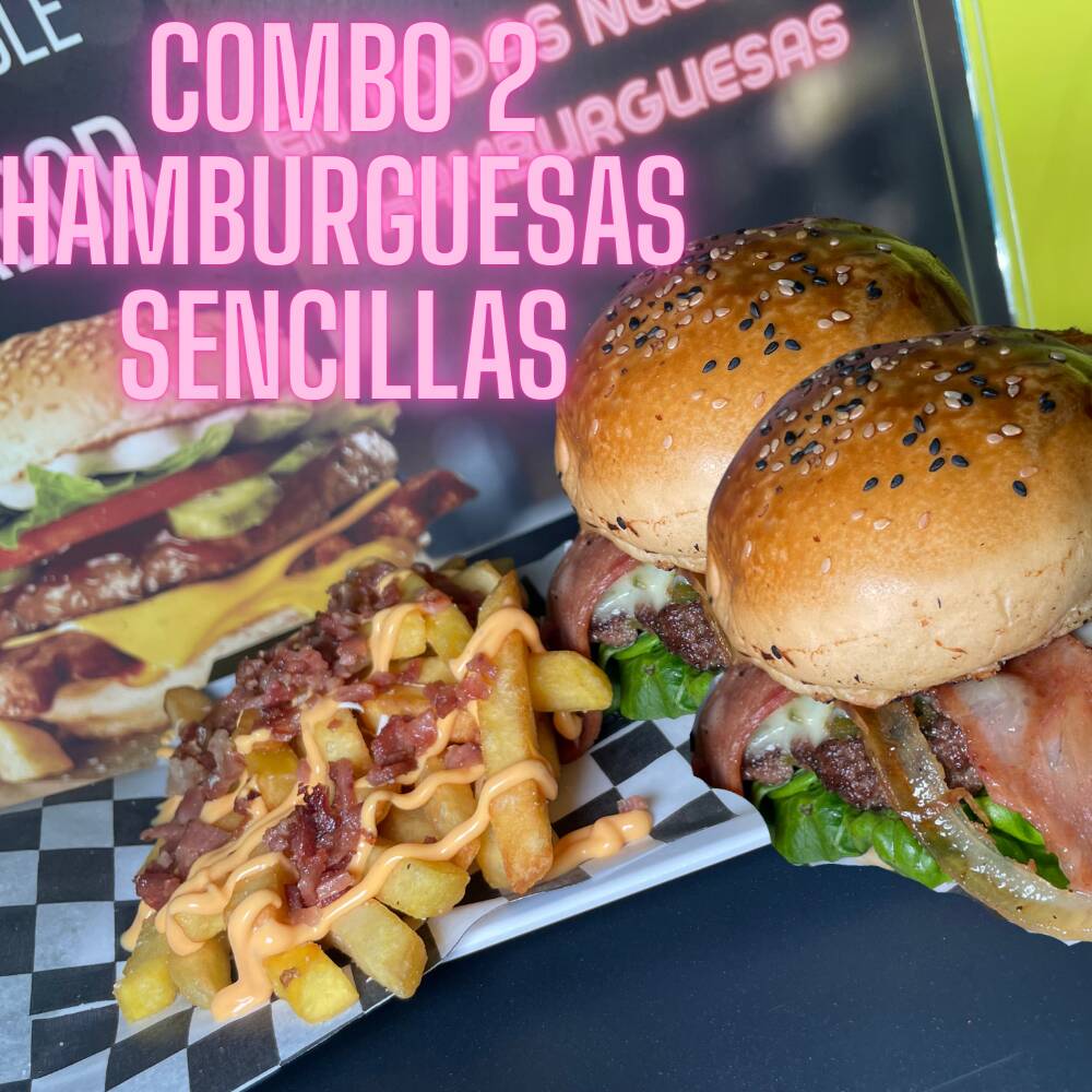 Combo 2 Hamburguesas Sencillas Exotica + 2 Papas