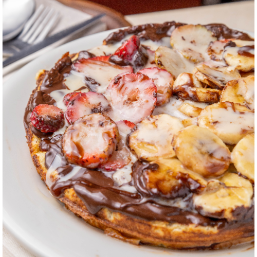 Wafle Leche Condensada y Fruta