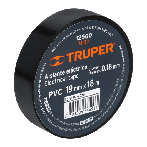 Cinta de Aislar de 18 M X 19 Mm, Negra, Truper