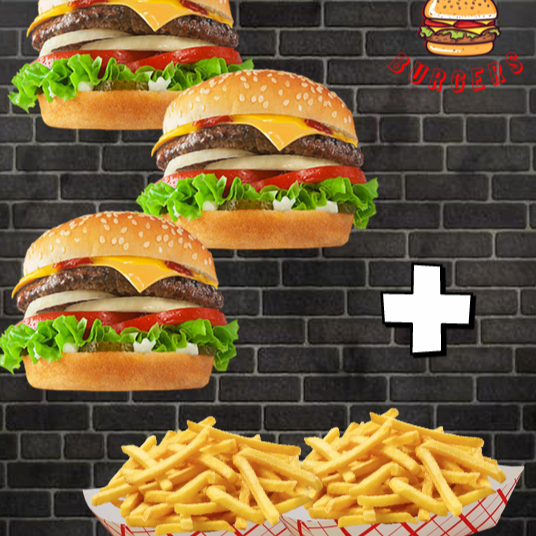 3 Sencillas y 2 Papas Fritas Chicas