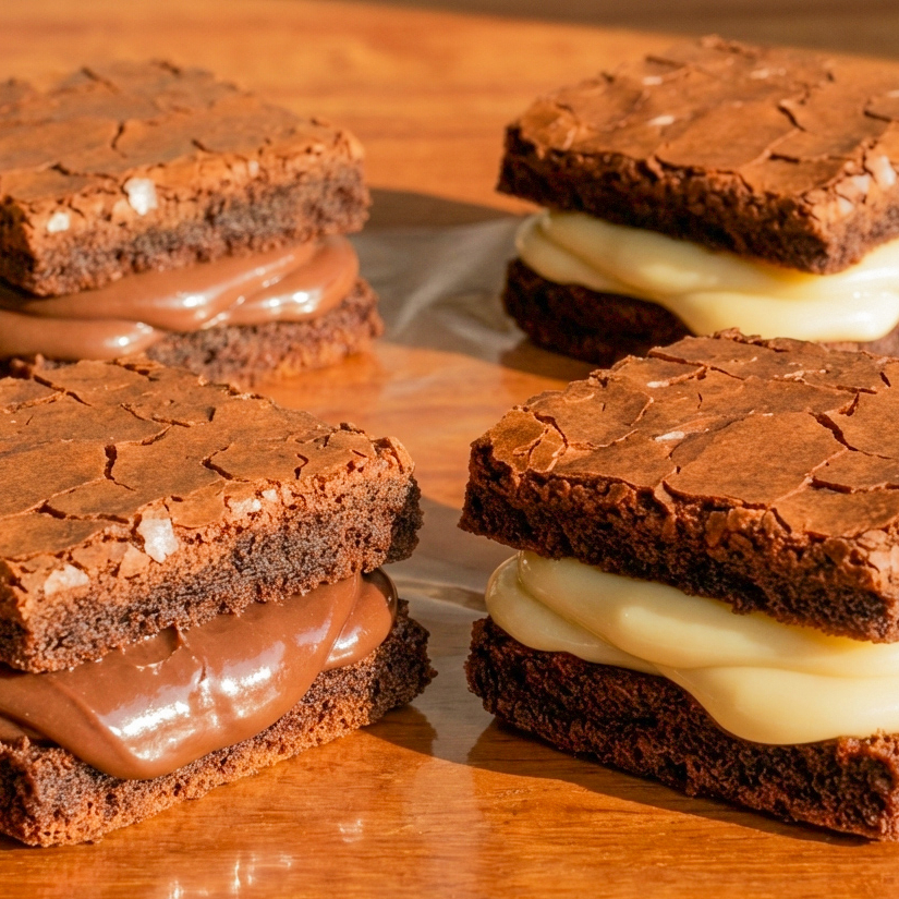 Para quem não consegue escolher só um! Leve o melhor dos dois mundos com nossos brownies de massa fudgy (bem molhadinha por dentro) e aquela casquinha crocante irresistível. O Kit inclui 2x Brownies com Brigadeiro + 2x Brownies com Ninho Recheio generoso e cremosidade extrema. Perfeito para compartilhar!