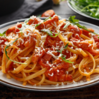 Macarronada abolonhesa c/ frango assado receita de vovó