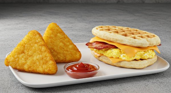Sandwich pandewaffle + hash brown