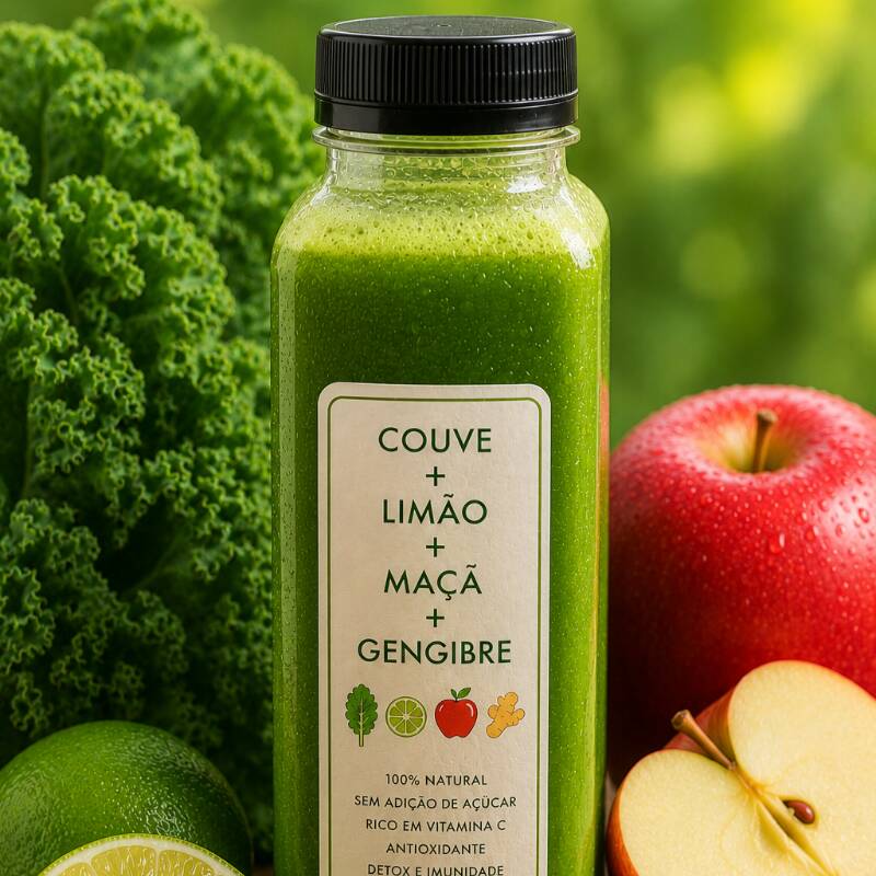 Couve + limão + maçã + gengibre Função: desintoxicação