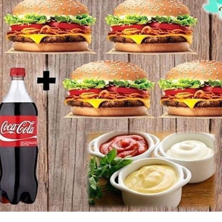 COMBO 4 HAMBURGUESA CLASICA + 4 COCA COLA