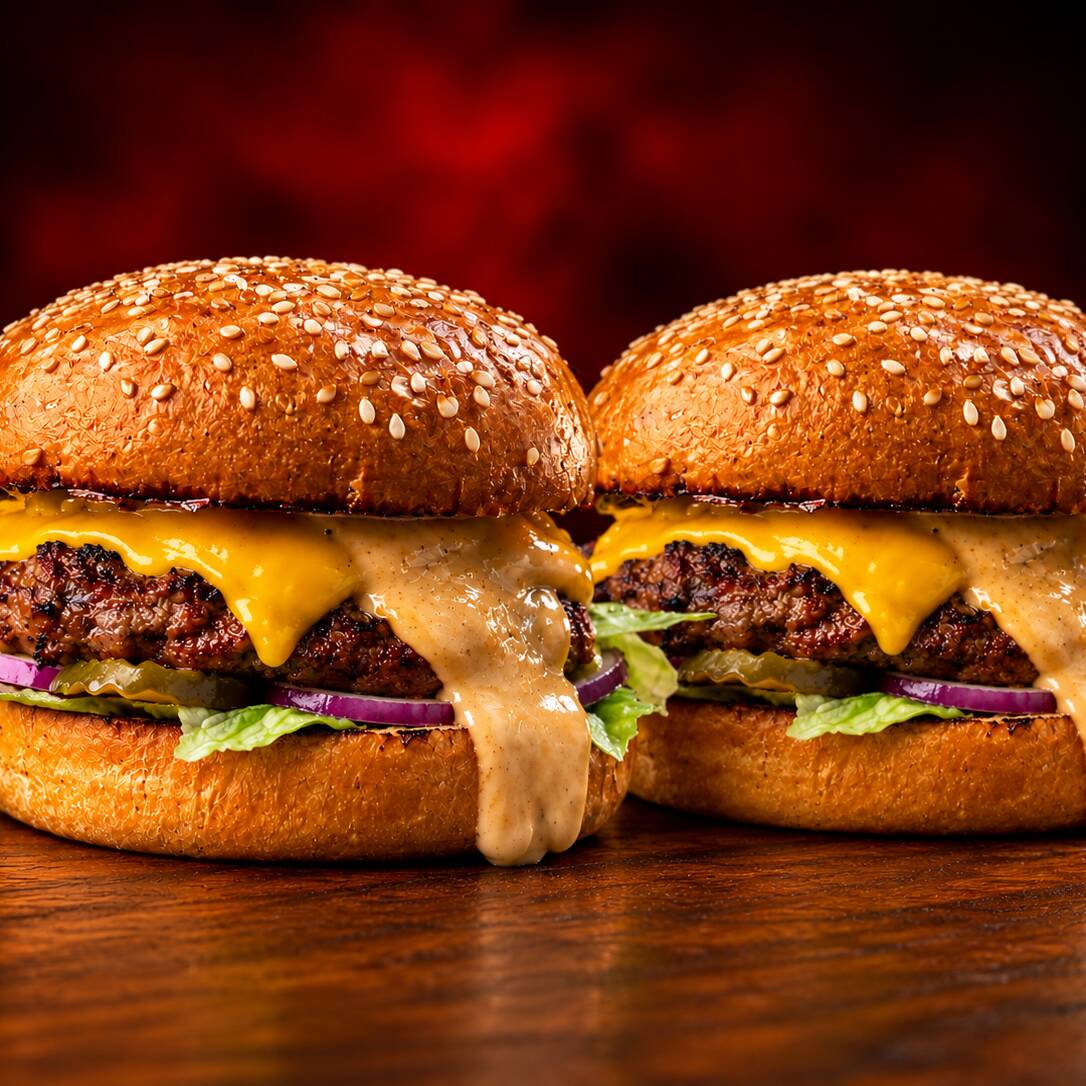 2 big Red , O COMBO DO CLÁSSICO QUE VAI TE SURPREENDER! Hamburguer artesanal de 160g, alface, queijo, molho especial, cebola, picles, no pão com gergelim.
