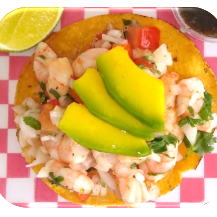 Tostada de Ceviche de Camarón