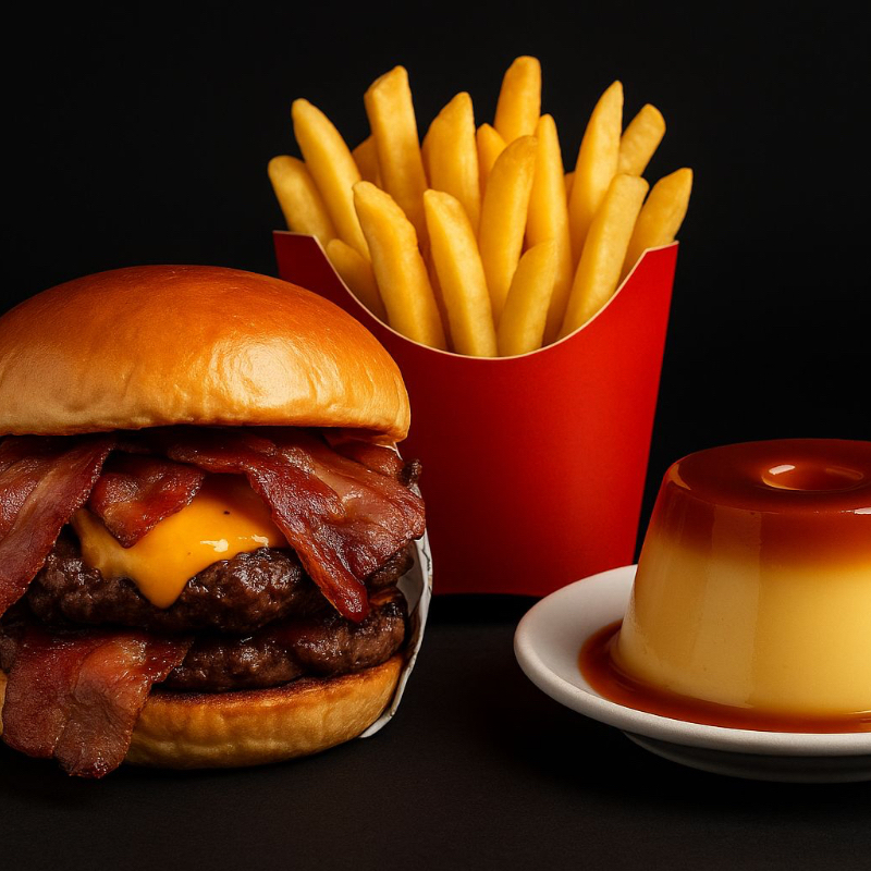 completo + sobremesa - Um delicioso pudim de leite condensado e calda de caramelo