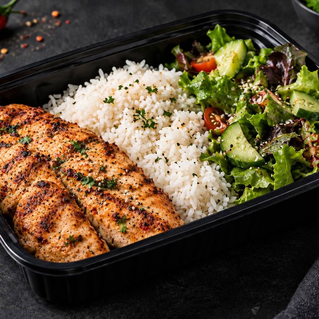 Pollo a la Plancha con Ensalada Verde y Arroz