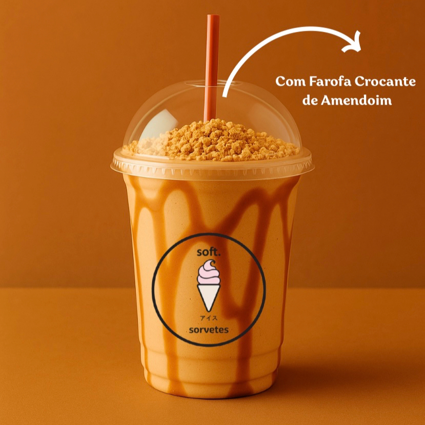 Uma explosão de sabor em cada gole! Nosso cremoso milk-shake de caramelo salgado vem com a intensidade do caramelo encorpado, equilibrado com o toque especial do sal e a crocância irresistível da farofa crocante de amendoim por cima. Refrescante, doce e levemente salgado, feito para conquistar quem ama experiências únicas e deliciosas. imagem meramente ilustrativa.