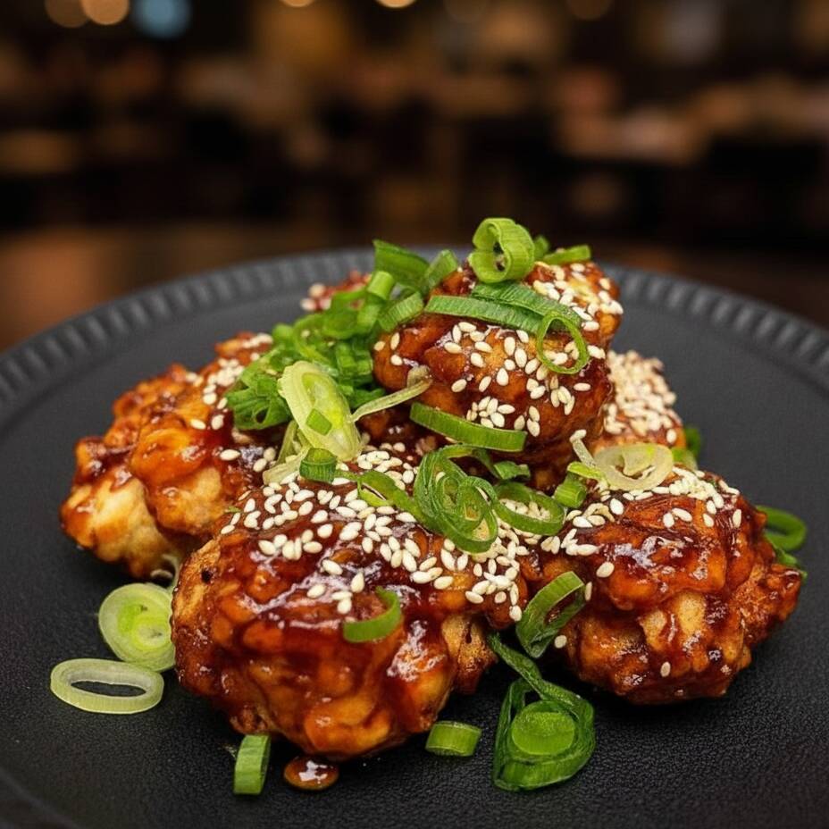 "Frango" Frito estilo Coreano com molho Agridoce, Alho e Especiarias. 450g