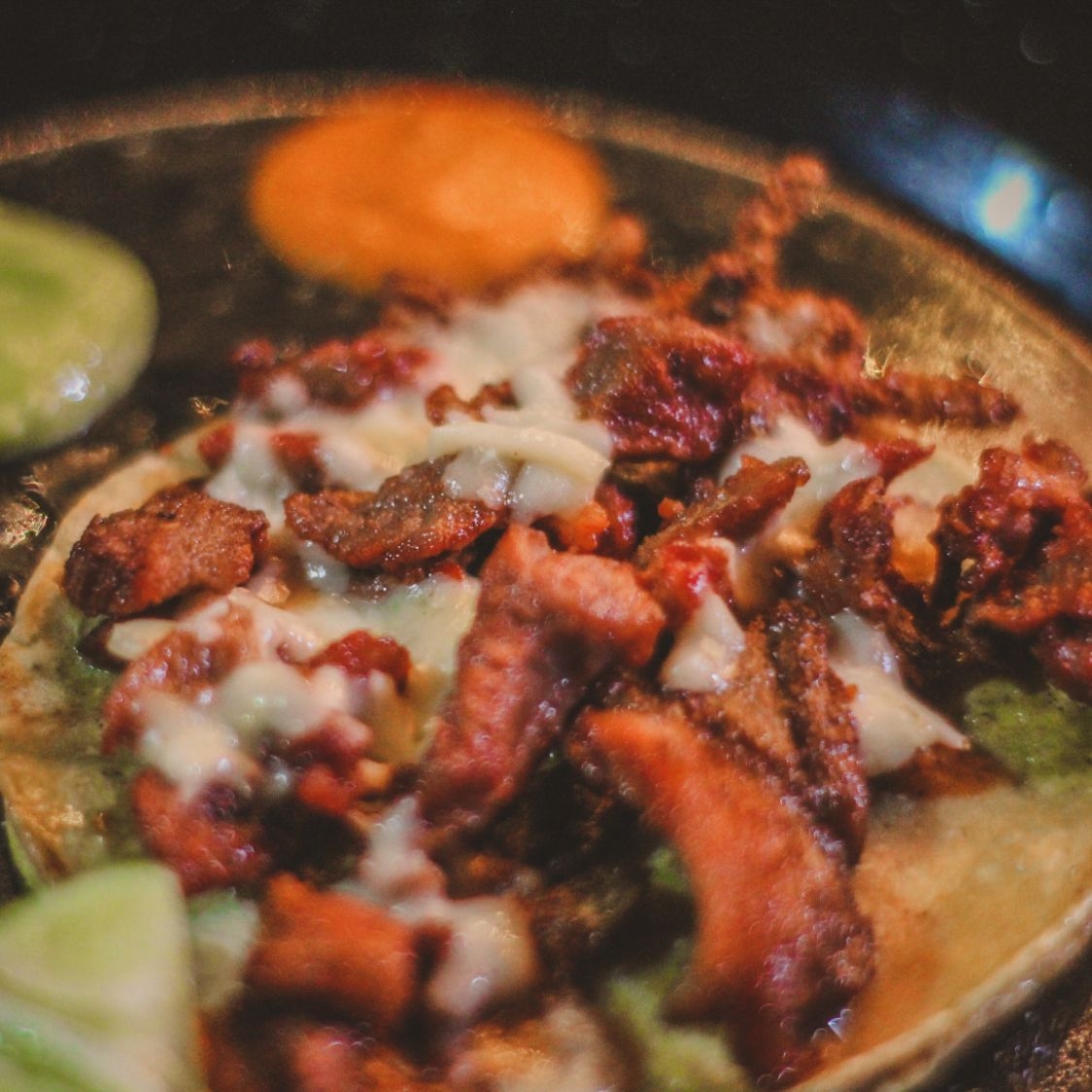 Taco al Pastor de Maíz con Queso.