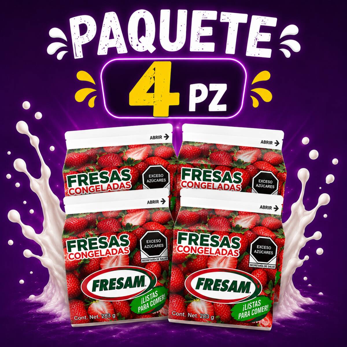 4 Cajitas de Fresas (Agregar Crema si Requiere)