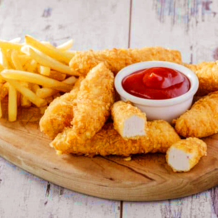 orden de dedos de pescado y papas fritas