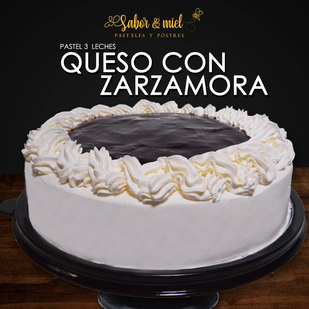 Pastel 3 Leches De Queso Con Zarzamora