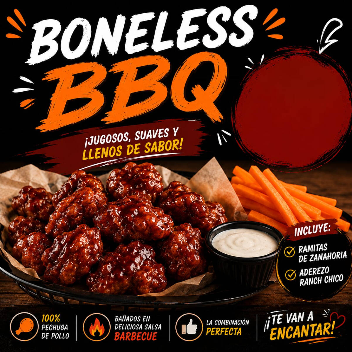 Boneless BBQ o Bufalo (10 Piezas)