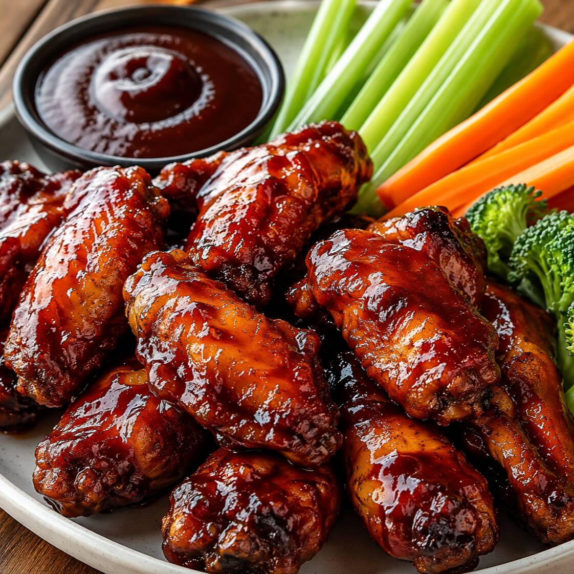 6 Alitas con Papas y Vegetales
