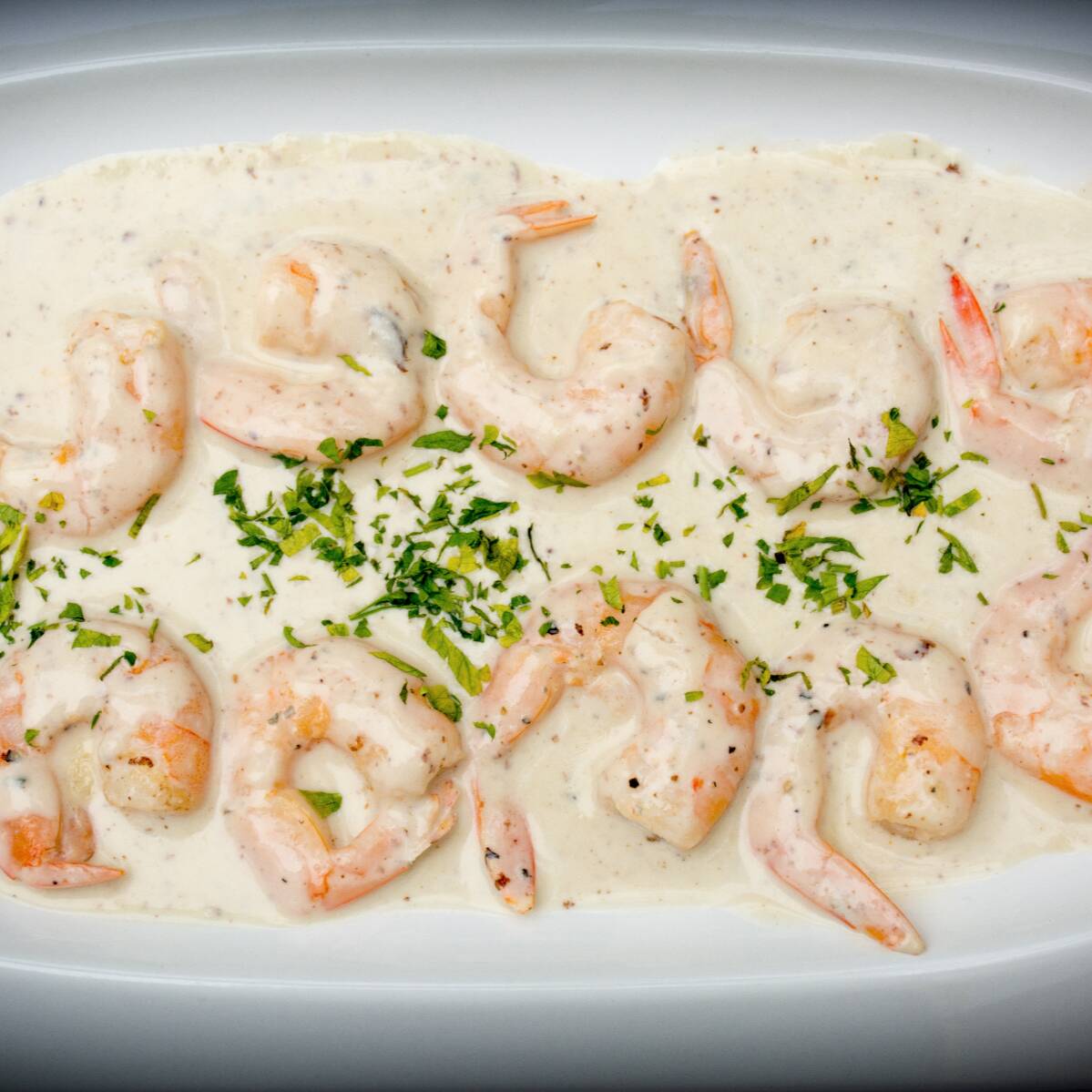 Camarones a La Crema con arroz