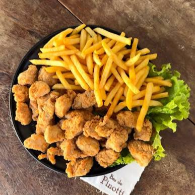 400g de Isca de frango, 200g batata frita.