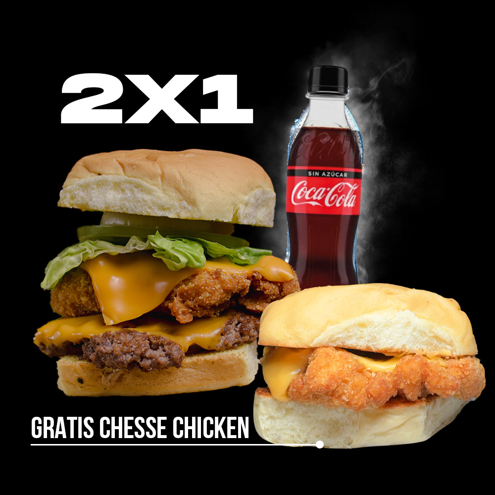 HIBRIDA BUN + CHEESE CHICKEN, BEBIDA GRATIS