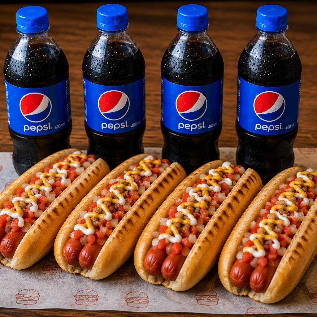 Combo Cuates 4 Dogos Sencillos + 4 Refrescos
