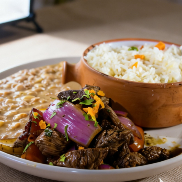 Lomo Saltado con Frejol