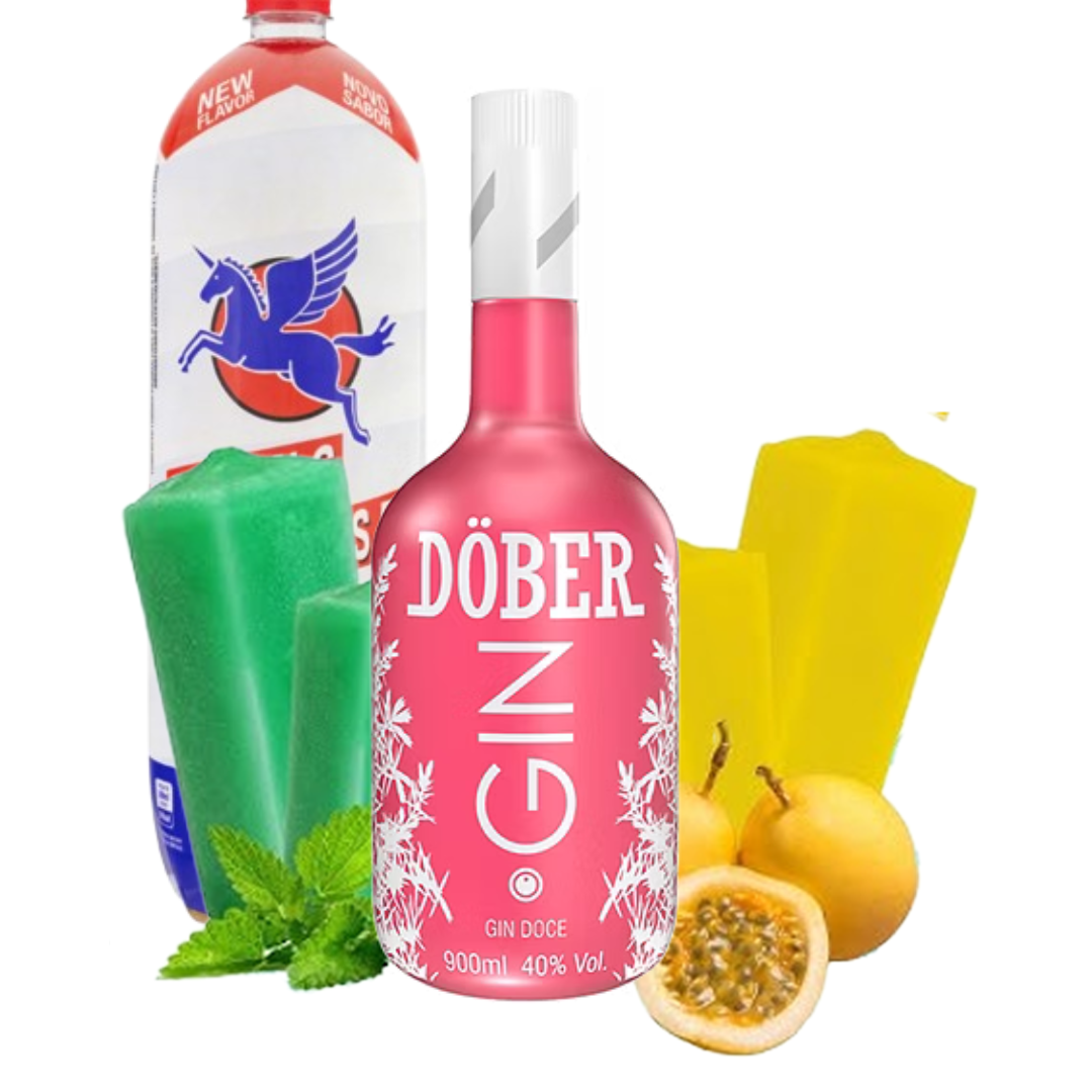 01 Gin Dober + 01 Energético 2L + 04 Gelo de Sabor