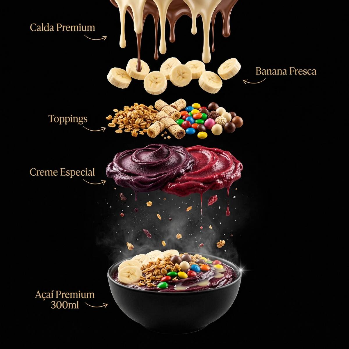 Uma porção prática e cheia de sabor! Nosso Açaí Premium 500ml é feito com açaí 100% natural da Amazônia, cremoso e geladinho, perfeito para um lanche rápido, nutritivo e energético.
Escolha até 3 sabores entre: Clássico, Banana, Morango, Nutella, ou Leitinho (chocolate branco) — e monte a combinação que mais combina com você.
🎁 Acompanha GRÁTIS:
✔ 3 acompanhamentos (Leite Ninho, Granola, Farinha de Amendoim)
✔ 1 calda premium (Leite Condensado)
✔ 1 fruta fresca (Banana)
✨ Diferenciais:
100% natural, zero lactose e sem glúten
Fonte de antioxidantes e energia natural
Tamanho ideal para matar a vontade sem pesar
Peça agora e aproveite o melhor açaí premium em uma porção feita sob medida para o seu dia! 🍧💚