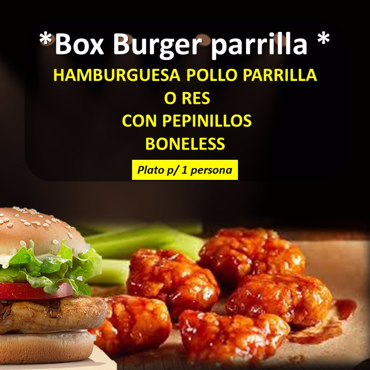Box Burger Parrilla Paquete Individual