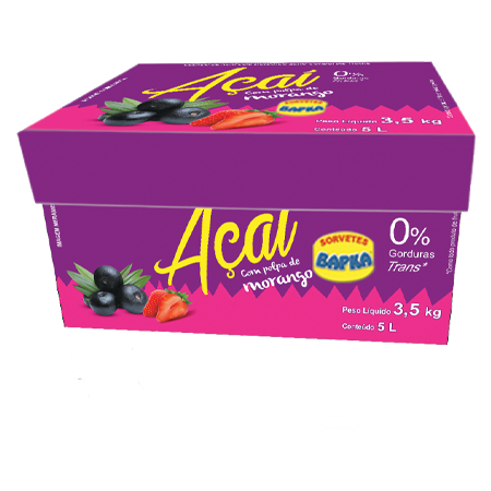 Acai cx com 5 litros.
Zero Lactose
Zero Gluten