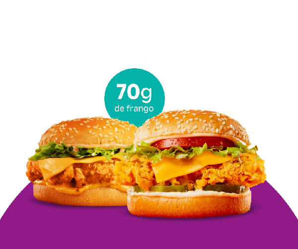 Escolha 2 Sanduíches da nossa linha Clássico (70g) entre os deliciosos Clássico Nola Rose, Clássico Salada e Clássico Cheddar Bacon.