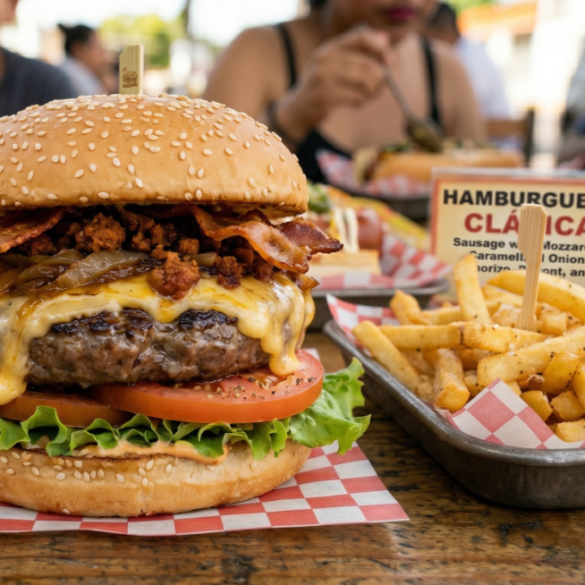 Hamburguesa con Papas a la Francesa