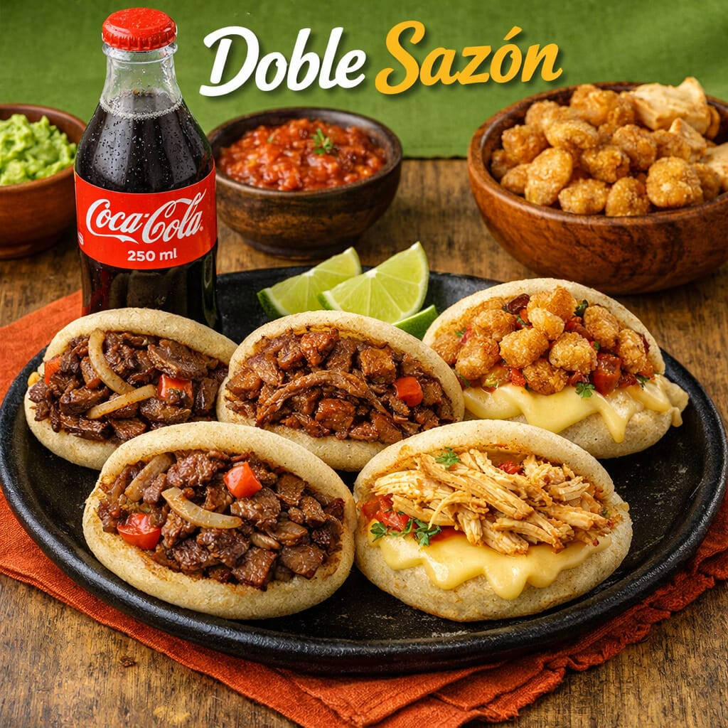 DOS AREPAS + REFRESCO 250 ML + 1 PAY DE QUESO