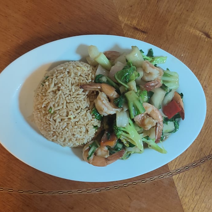 Langostino con Verdura más Chaufa