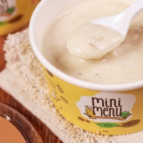 Sorvetinho de abacaxi, coco e canela sem adição de açúcar, para bebês a partir de 6 meses. Para Aplv. Alérgicos: Não contém leite, ovo ou soja. Serve 1 pessoa.