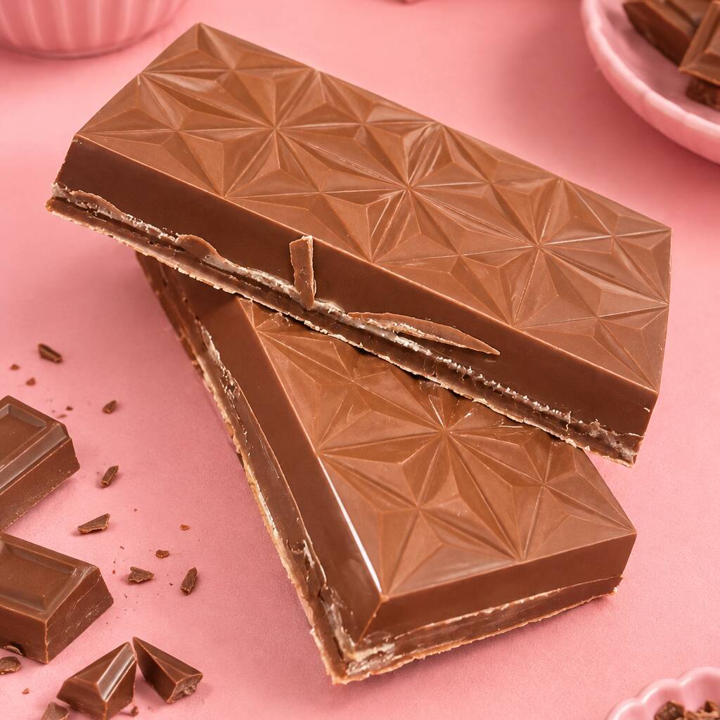 Barra de chocolate recheada com creme de pistache