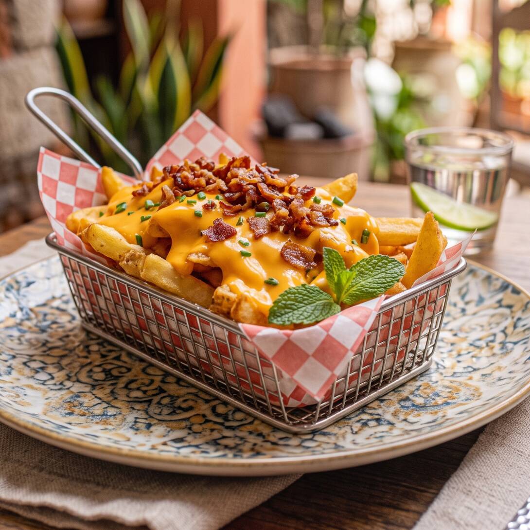 Papas con Queso y Tocino