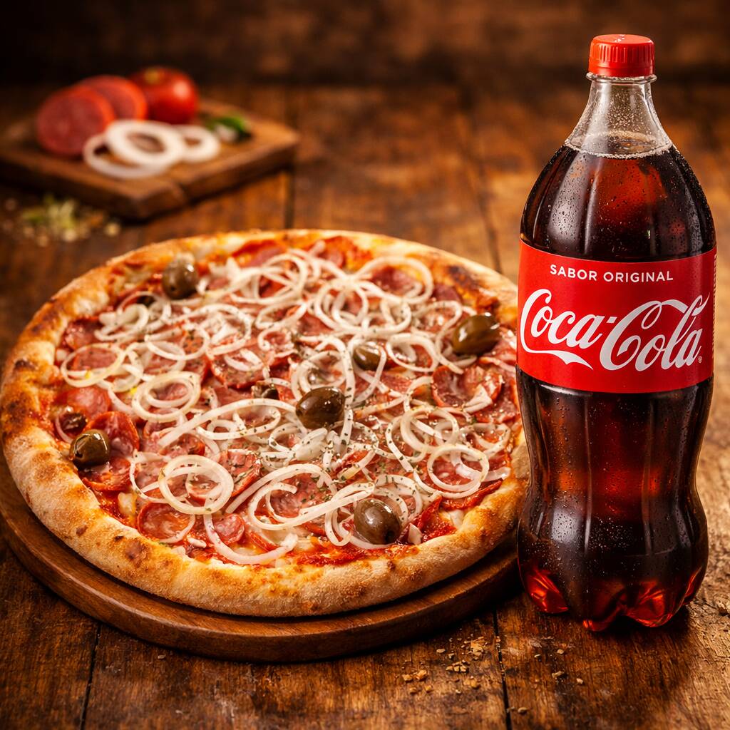 Pizza Gigante (8 Fatias) Varios Sabores a sua escolha +Refri 2l por um precinho especial