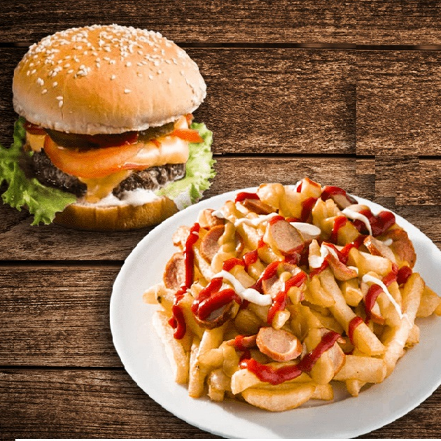 Combo Duo: Salchi + Burger + bebidas