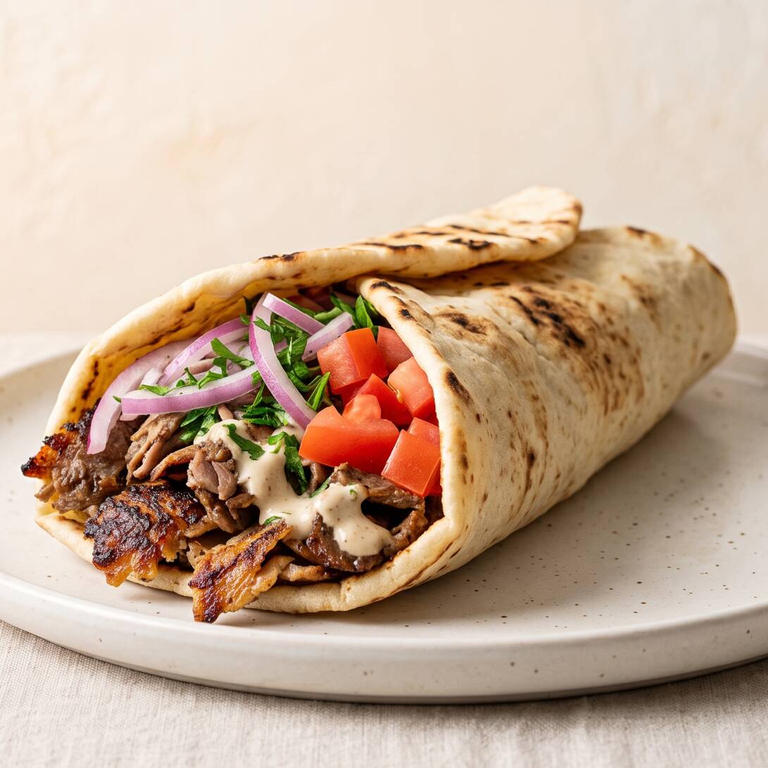 SHAWARMA DE CORDERO Y RES SIN COMPLEMENTOS