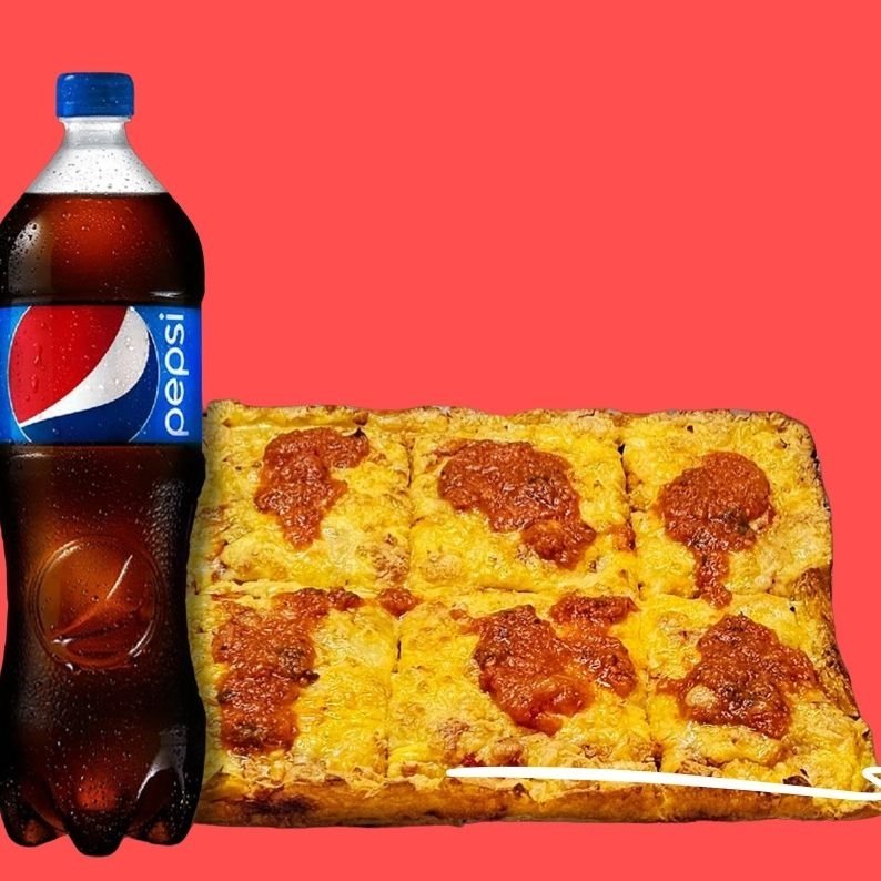 1 MED MOZZA Y SALSA DE TOMATE + 1REFRESCO GDE
