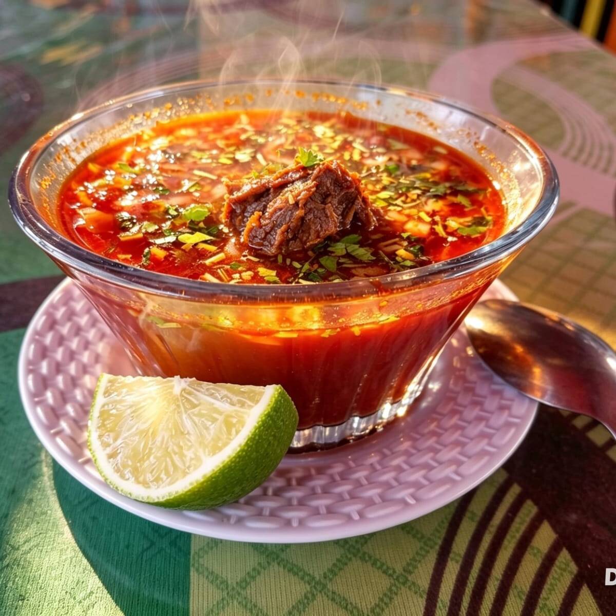 Consome con carne 12oz con 4 tortillas de maíz