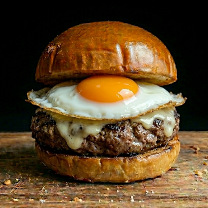Pão de brioche, Hambúrguer 150g , mussarela , ovo e maionese