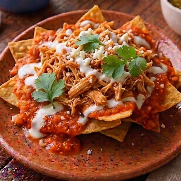 Chilaquiles Rojos con Pollo