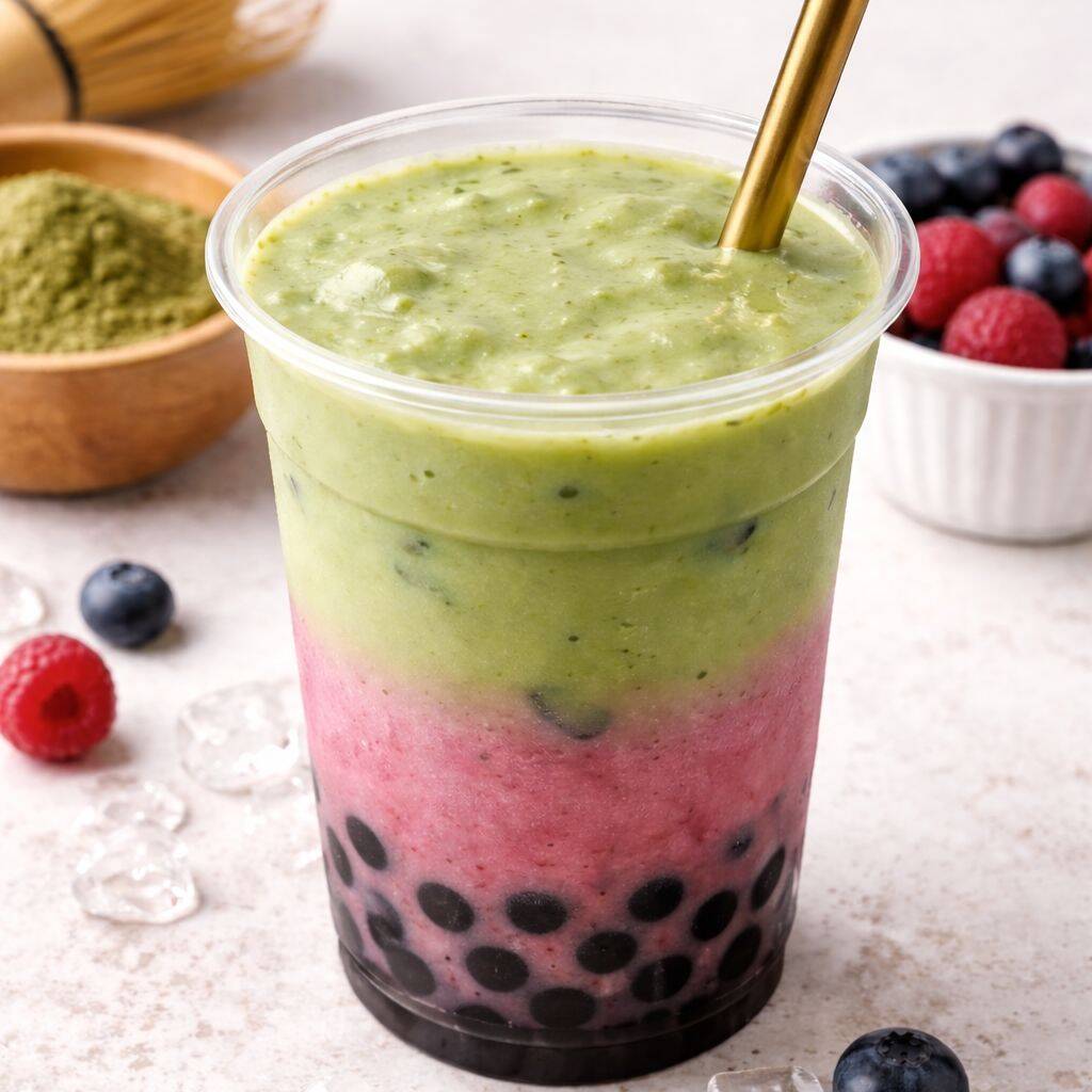 Bubble Tea de frutos rojos y Matcha