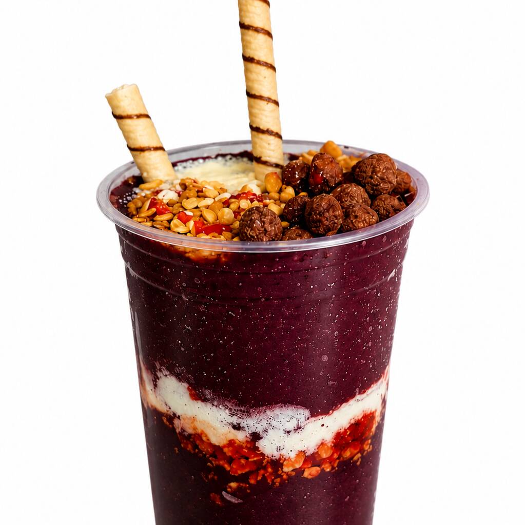 Açaí batido, cremoso e bem servido!
Refrescante, saboroso e perfeito pra qualquer hora do dia. Escolha os acompanhamentos e caldas, e nós preparamos seu açaí na hora, do jeitinho que você pediu. As caldas possuem valor simbólico no app , mas não são cobradas dentro da quantidade permitida ( 1 calda ) .