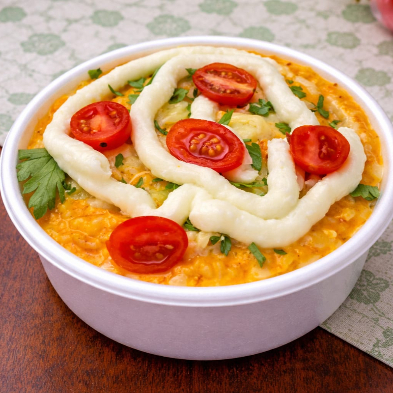 macarrao moda da casa, acompanha molho vermelho, catupiry, queijo, uva passas , duas proteinas, e outros deliciosos itens