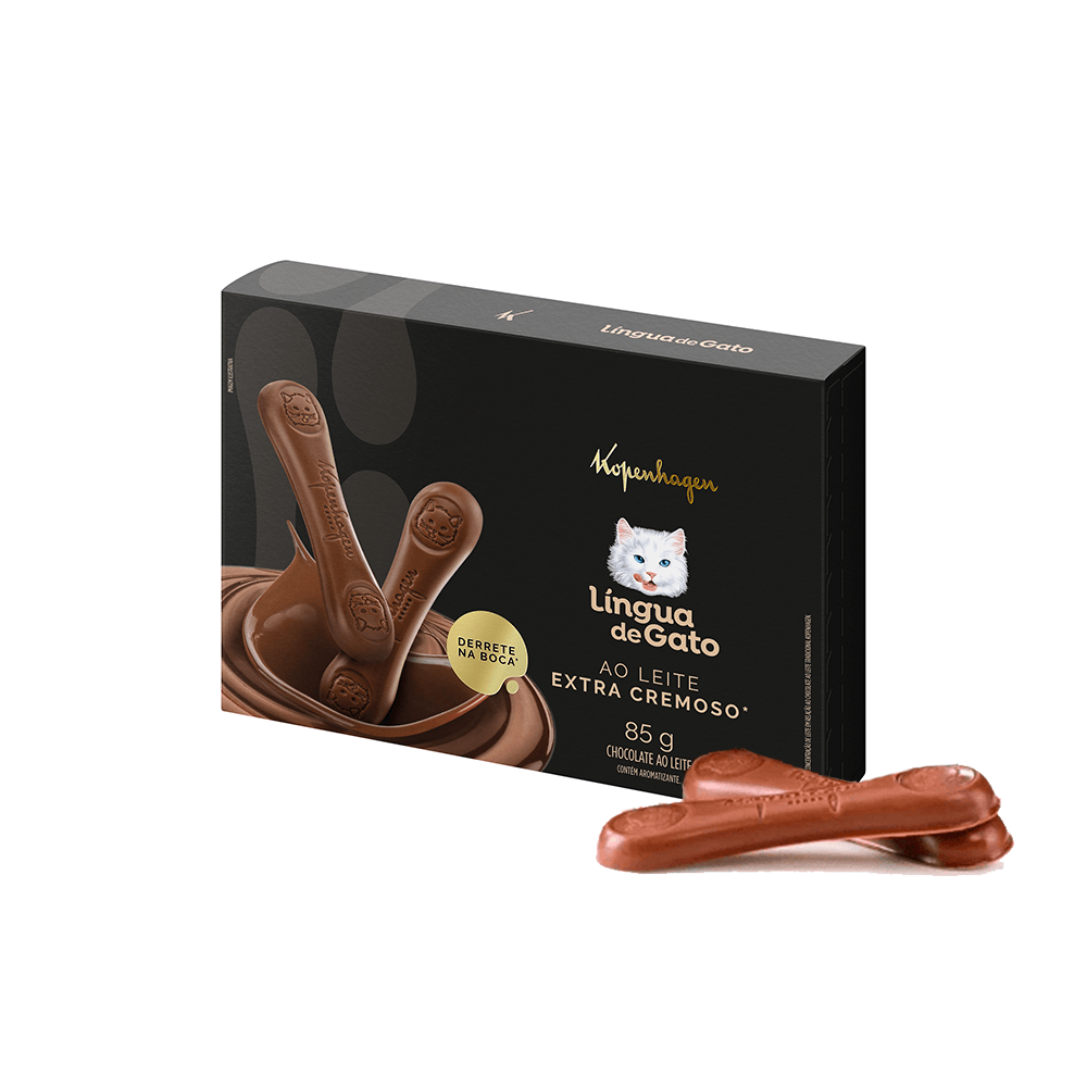 O seu chocolate preferido tem nome e sobrenome: Língua de Gato Kopenhagen! O sabor clássico do nosso delicioso chocolate ao leite que conquista todos os apaixonados por chocolate. Garanta o seu e se delicie!