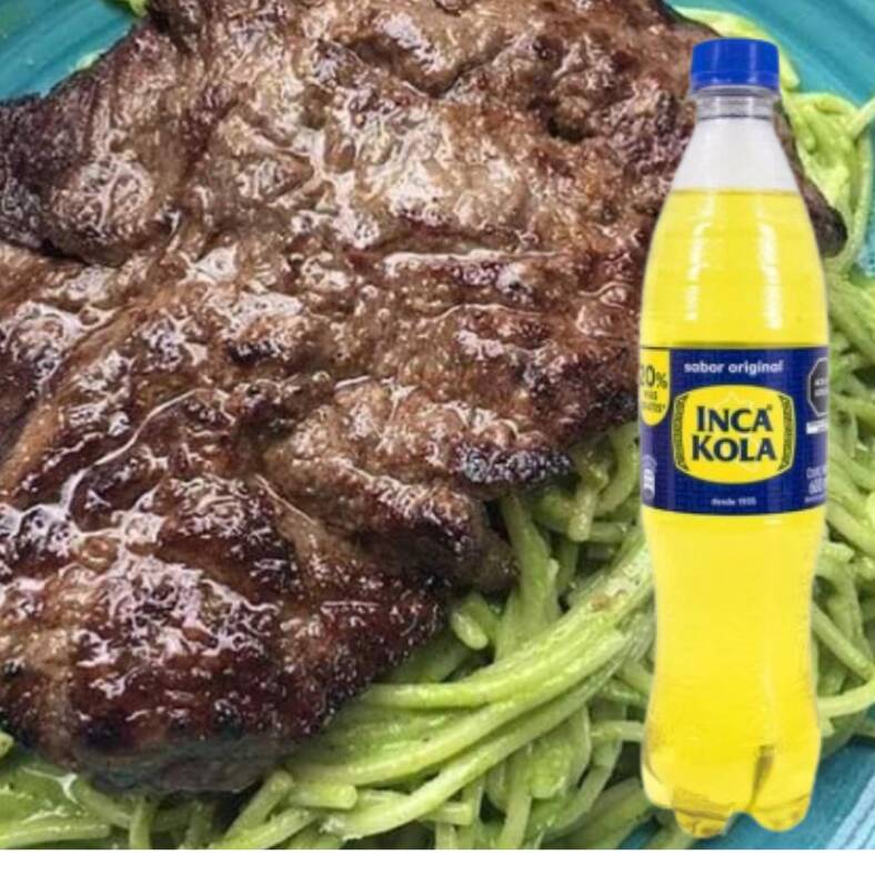 Tallarines Verdes + Bisteck + Inca Kola 500 Ml